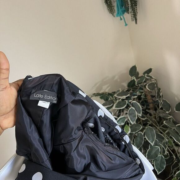 VTG Late Edition Pin Up Polka Dot Dress Black White Rockabilly Sweetheart Puff - Picture 6 of 8